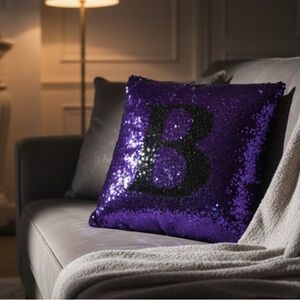 Purple and/or Black Sequin Shimmer Throw Pillow (reversible)